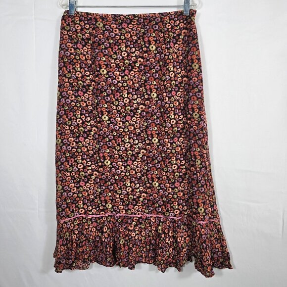 Sigrid Olsen Sport Womens Maxi Skirt Floral Sz Flowy Ruffle Fall Casual Cottage - Picture 1 of 8